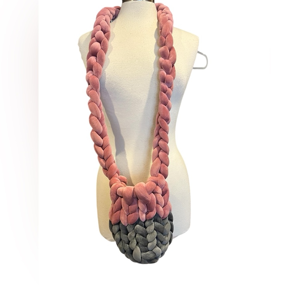 EUC Thread the Gnar velvet crochet 2-tone crossbody bag